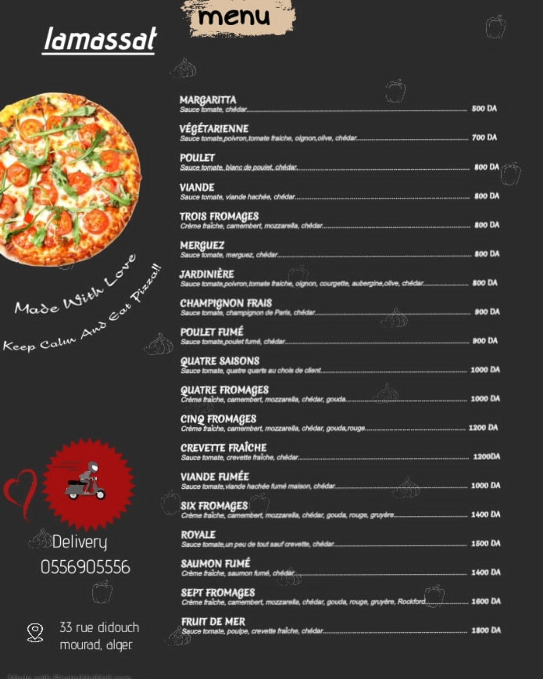 Restaurant menu picture