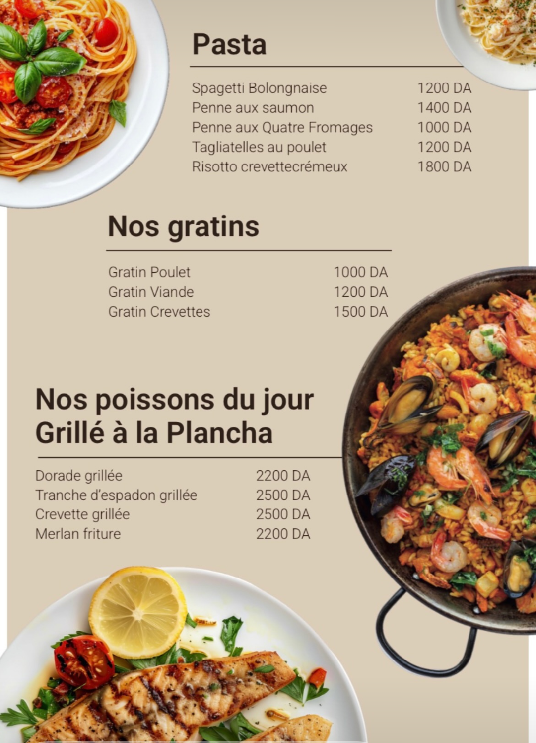 Restaurant menu picture