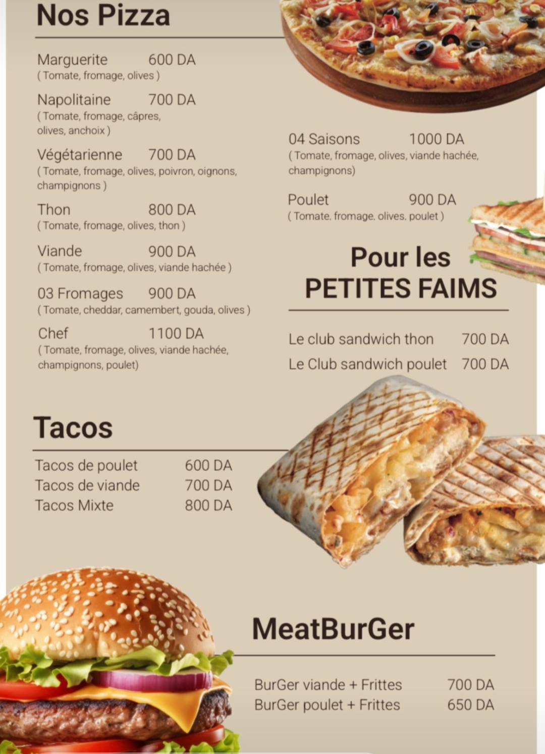 Restaurant menu picture