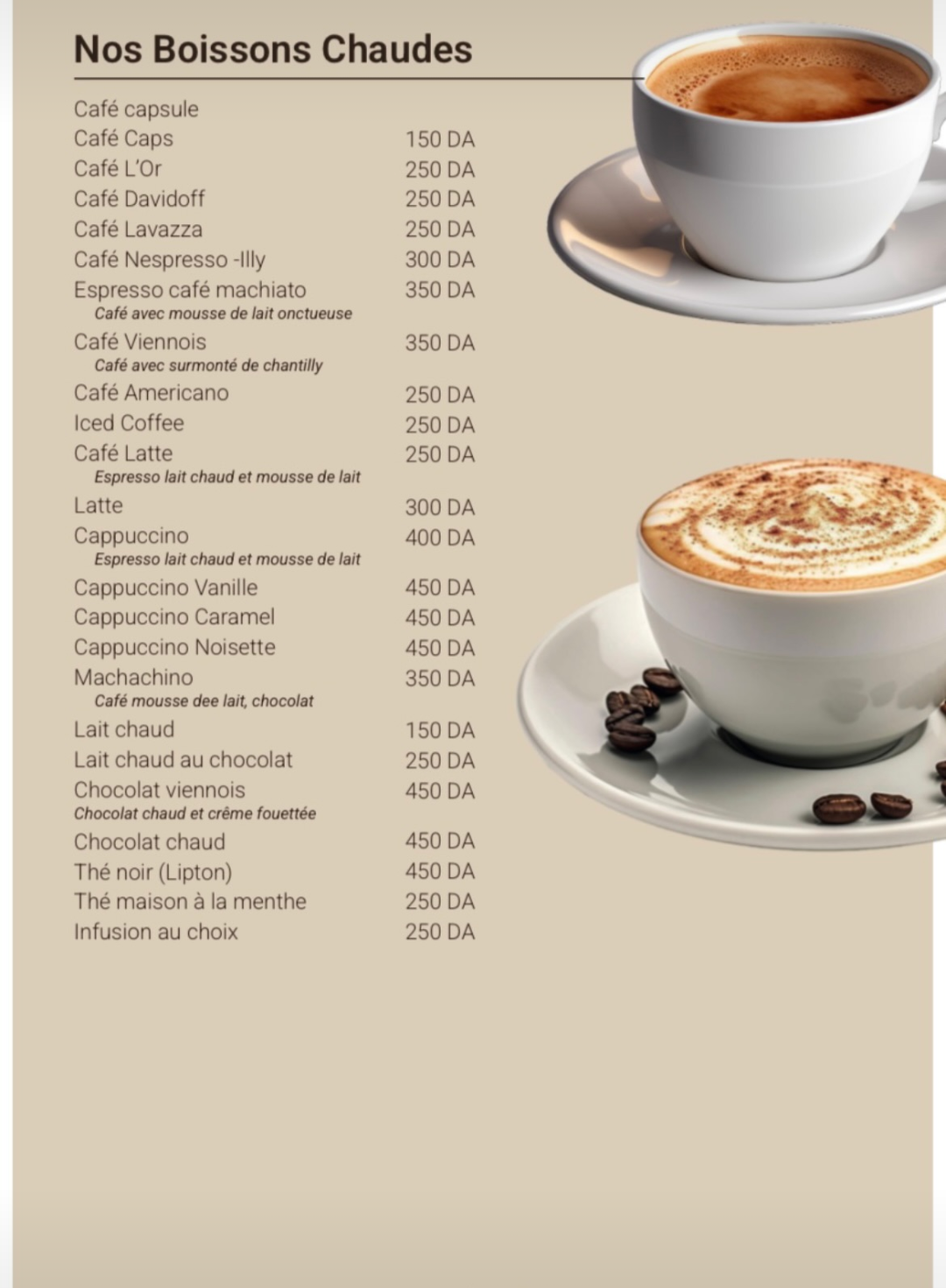 Restaurant menu picture