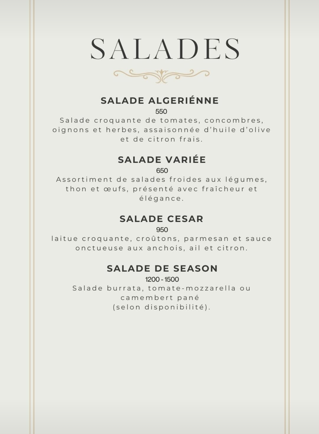 Restaurant menu picture