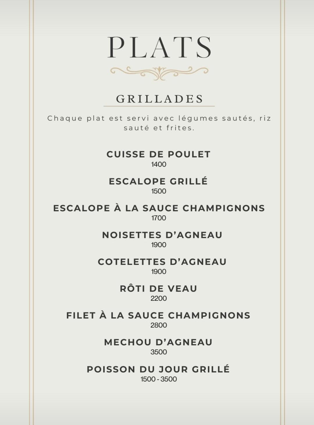 Restaurant menu picture