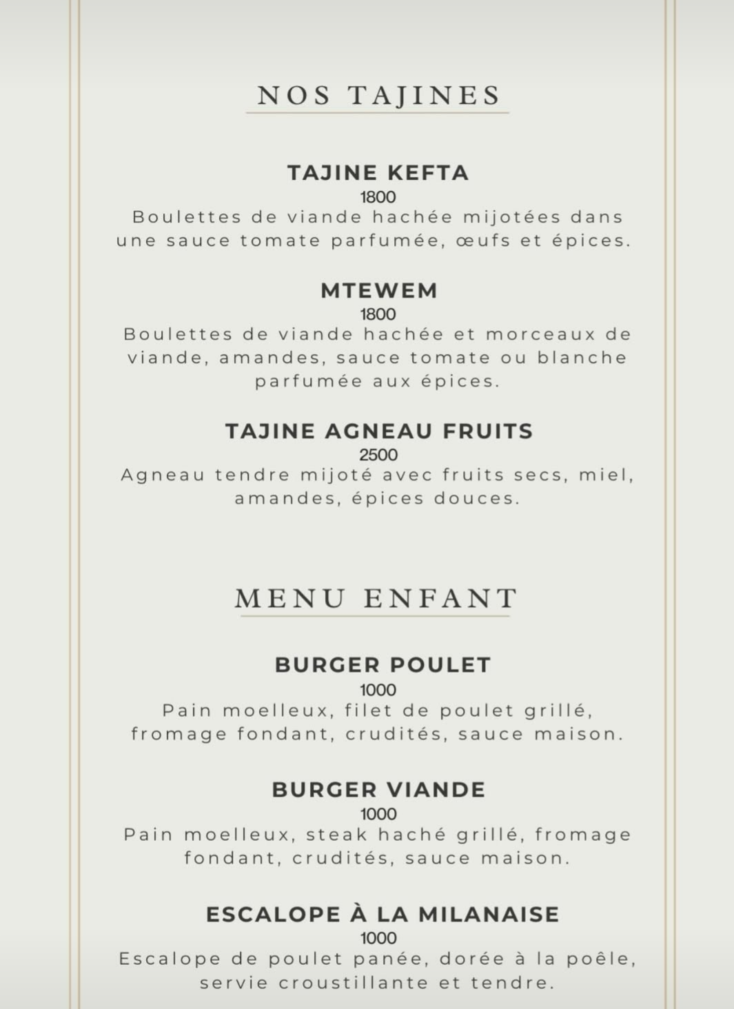 Restaurant menu picture