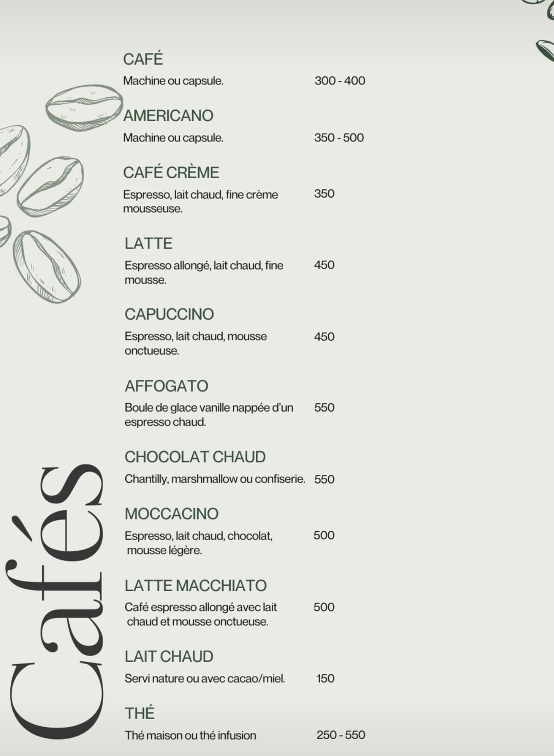 Restaurant menu picture